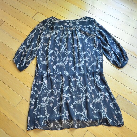 CLUB MONACO Sheer Silk Tunic Dress with Drawstring Waist Size 2 - Picture 10 of 12